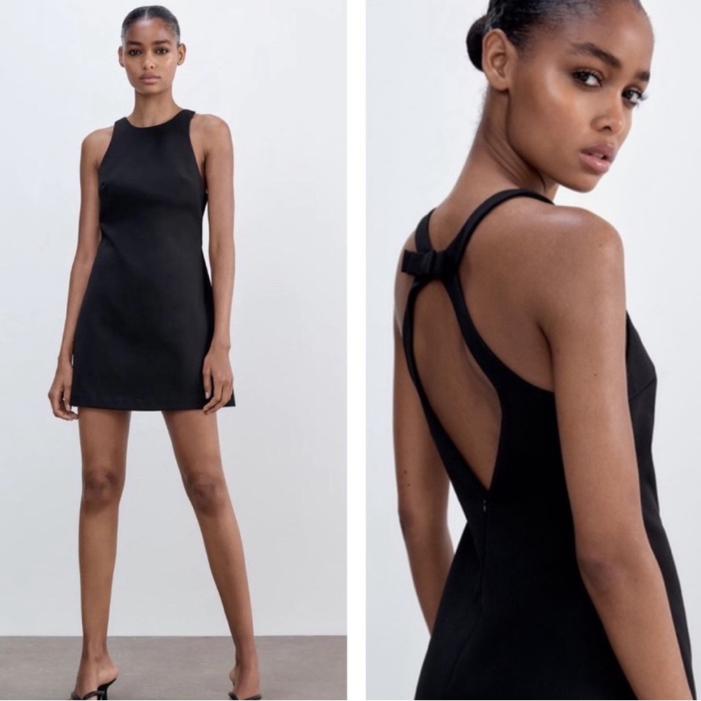 Cute black bow mini dress